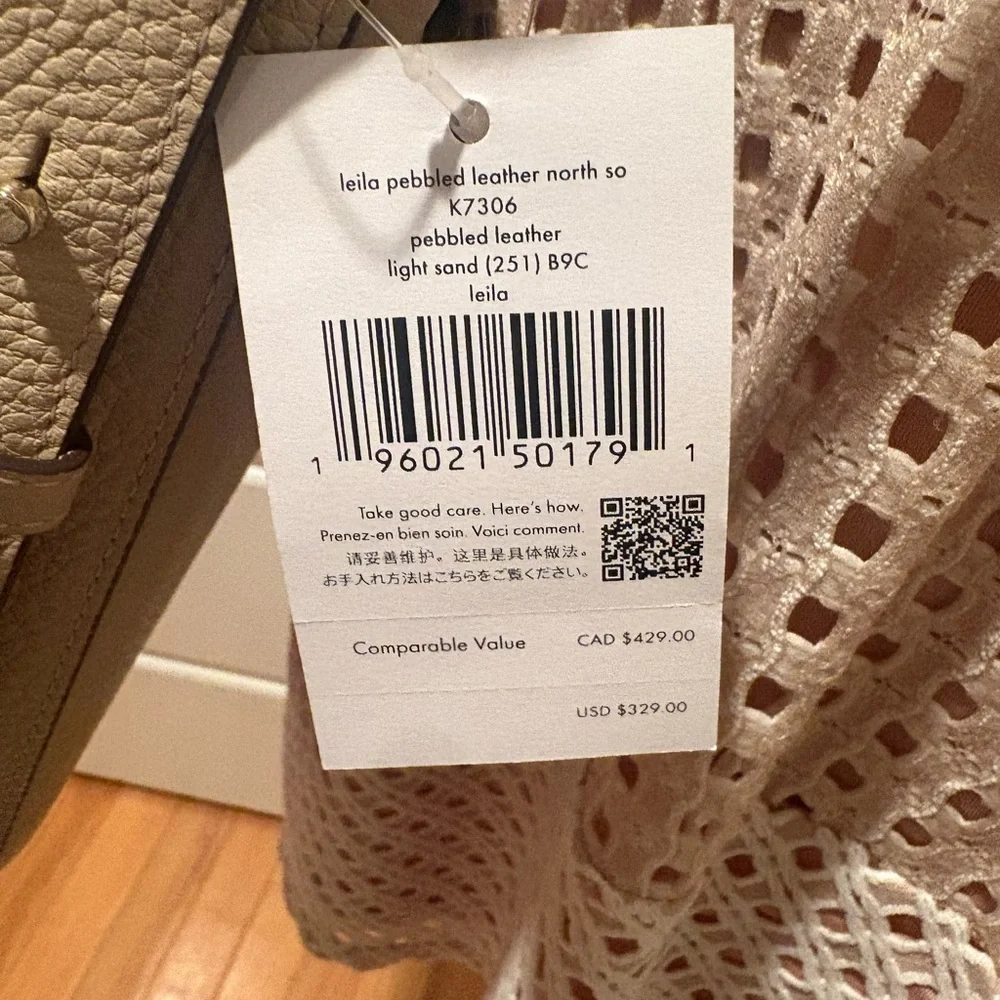 NWT Kate Spade Leila Pebbled Leather Crossbody Bag in Light Sand